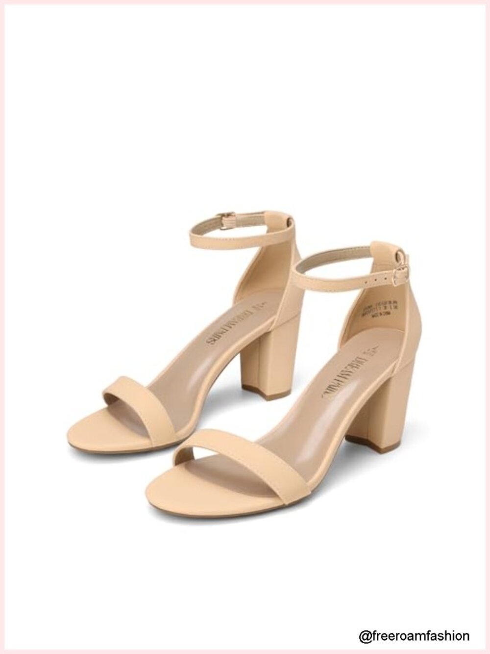 3 Inch Chunky Heel Sandals with Adjustable Buckle Ankle Strap, Faux Leather